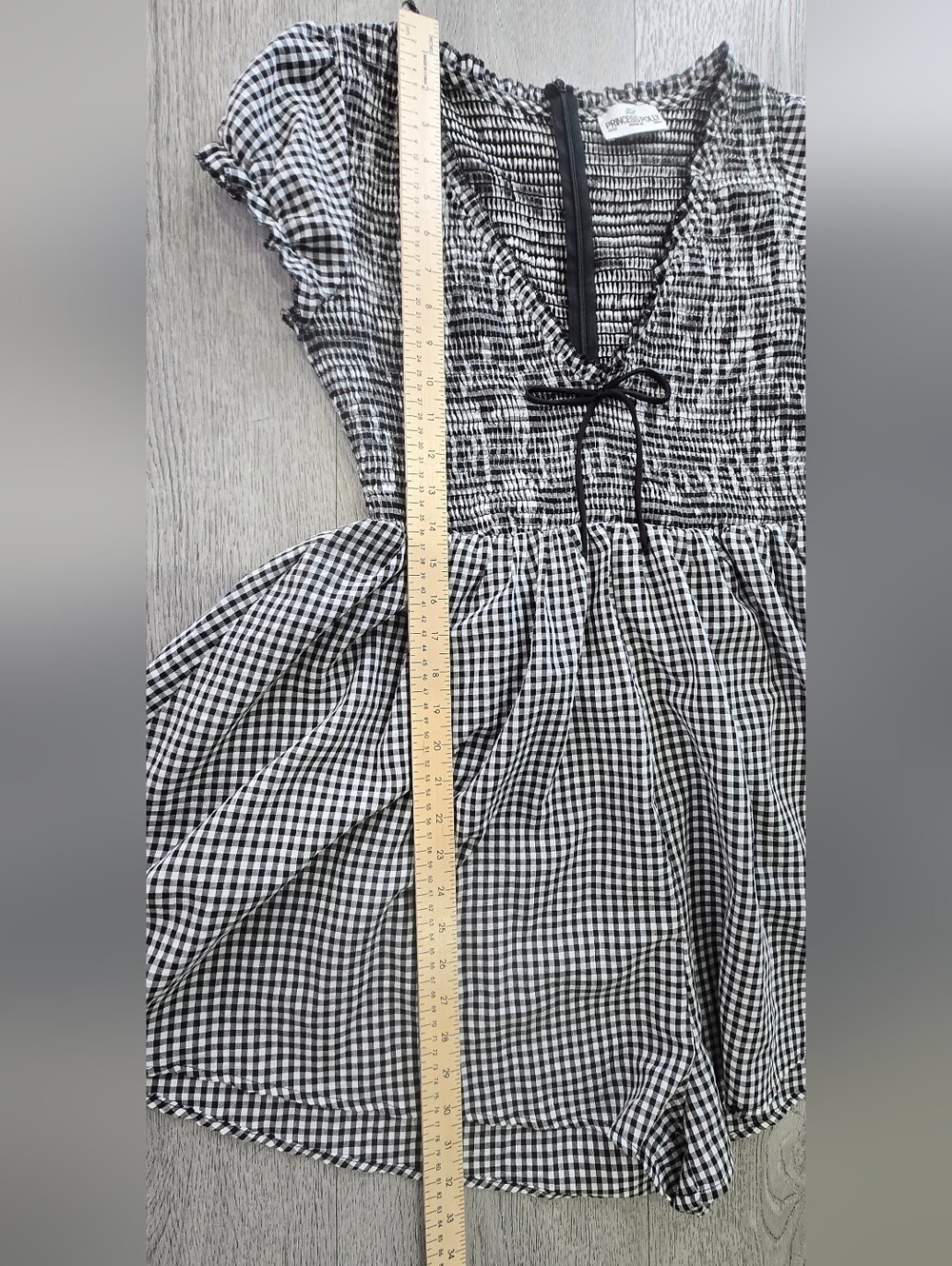 Princess Polly Black & White Gingham Smocked Romper - Picture 6 of 12